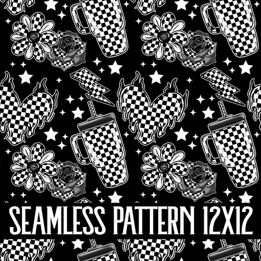 CHECKERED THINGS SEAMLESS PATTERN