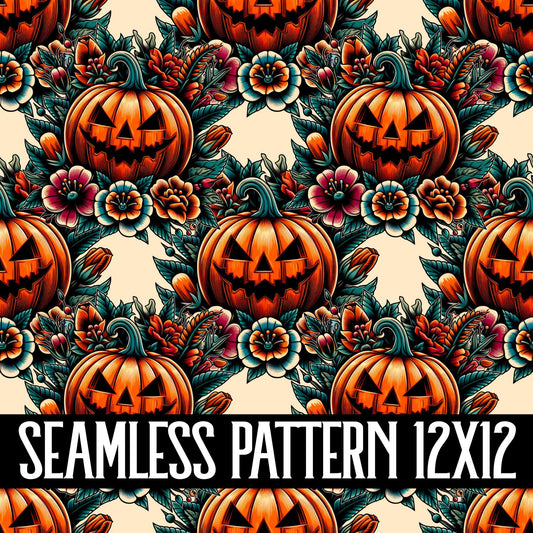 TATTOO PUMPKIN SEAMLESS PATTERN