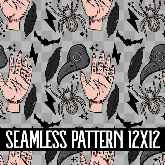SPOOKY THINGS SEAMLESS PATTERN
