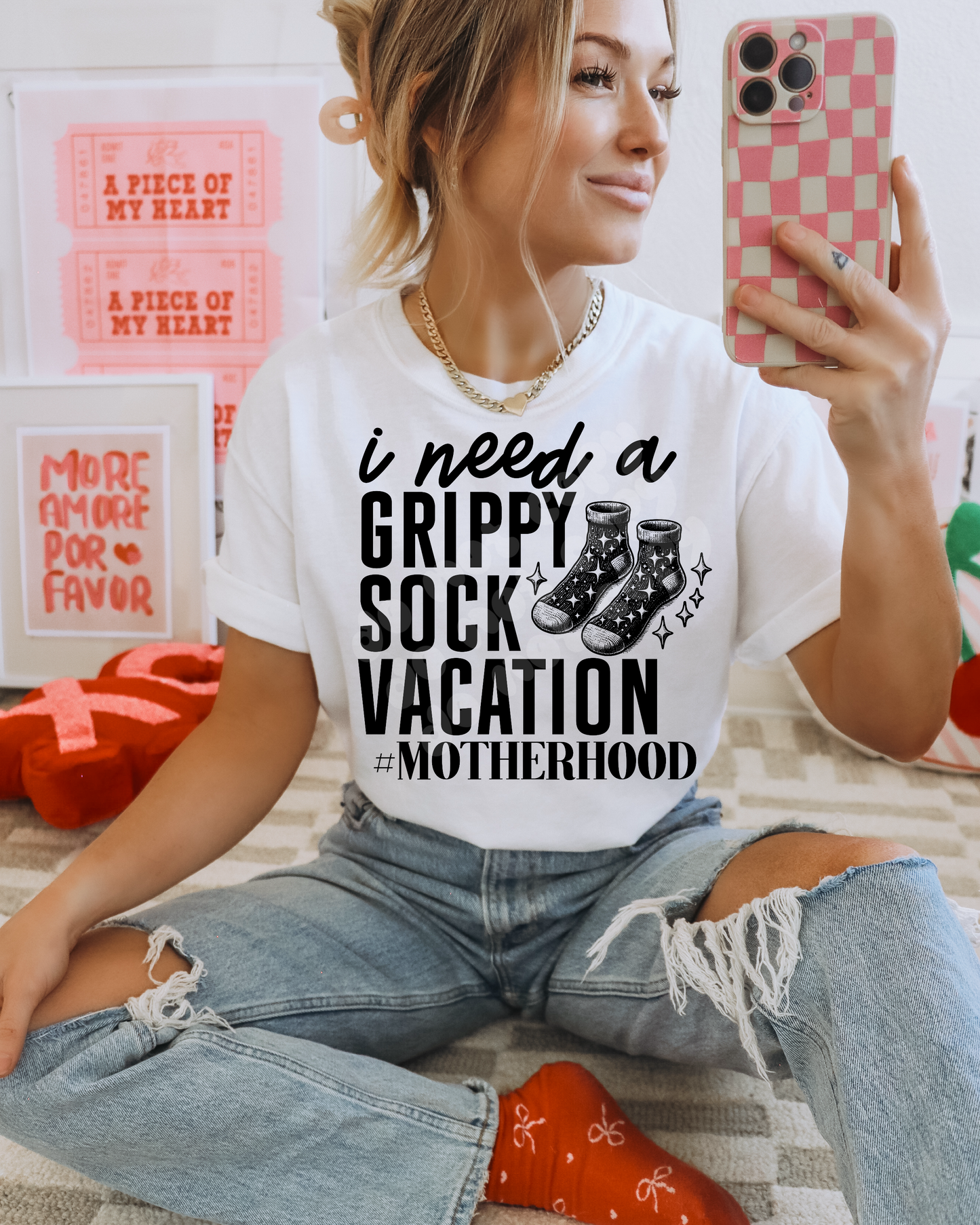 GRIPPY SOCK MOTHERHOOD PNG DESIGN - NO LICENSING REQUIRED - JANUARY 2025