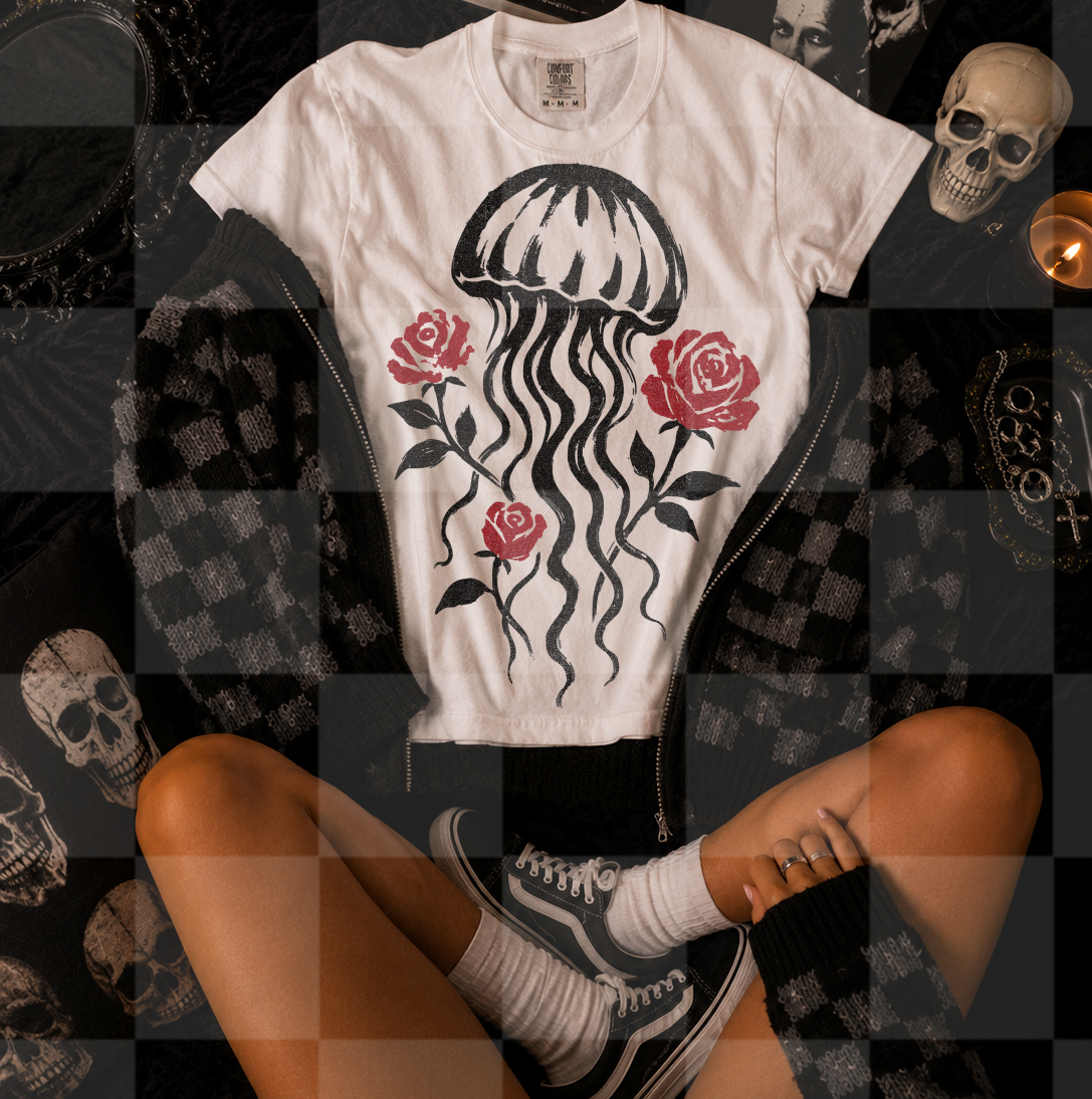 GOTHIC JELLYFISH FLORAL DOODLE DIGITAL DESIGN