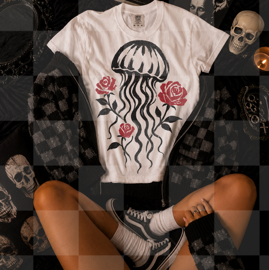 GOTHIC JELLYFISH FLORAL DOODLE DIGITAL DESIGN