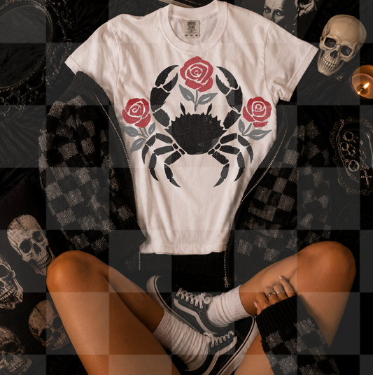 GOTHIC CRAB FLORAL DOODLE DIGITAL DESIGN