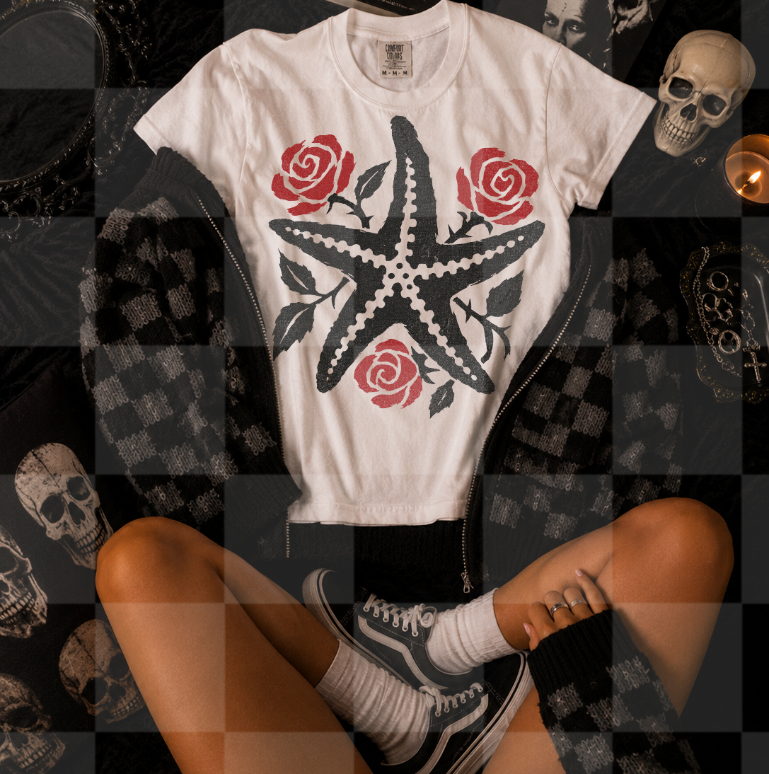 GOTHIC STARFISH FLORAL DOODLE DIGITAL DESIGN