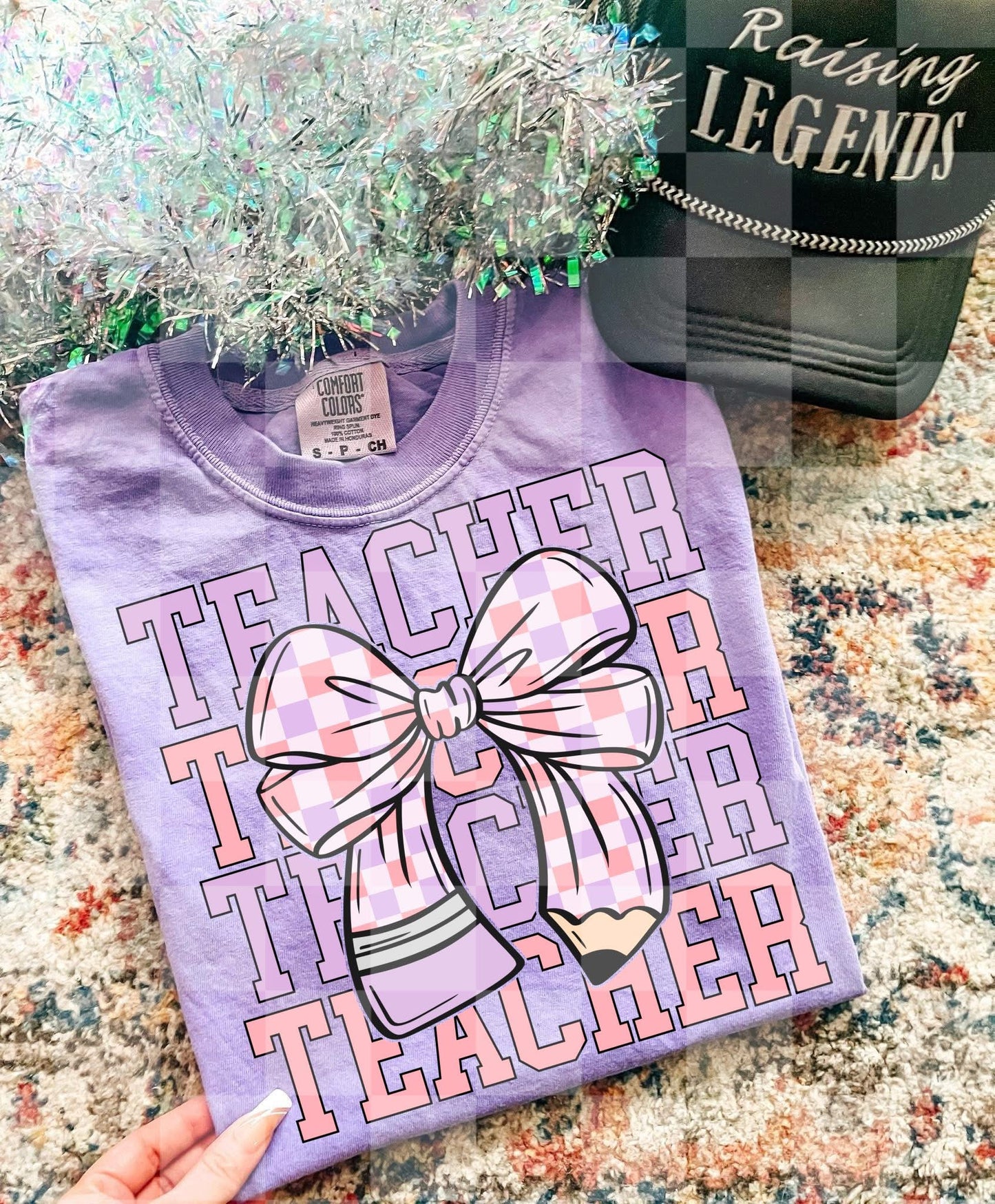 TEACHER BOW PURPLE PINK DIGITAL DESIGN