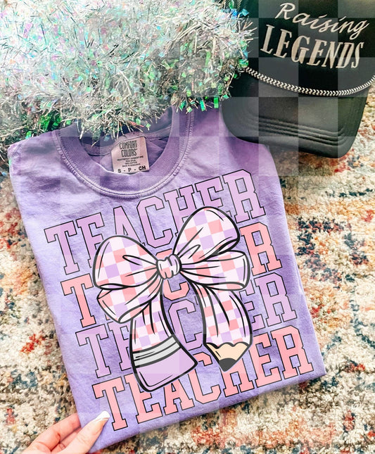 TEACHER BOW PURPLE PINK DIGITAL DESIGN