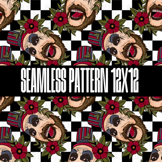 HORROR CLOWN SEAMLESS DESIGN - NO LICENSING REQUIRED - AUGUST 2024