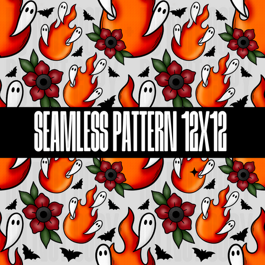 SPOOKY FIRE SEAMLESS DESIGN - NO LICENSING REQUIRED - AUGUST 2024