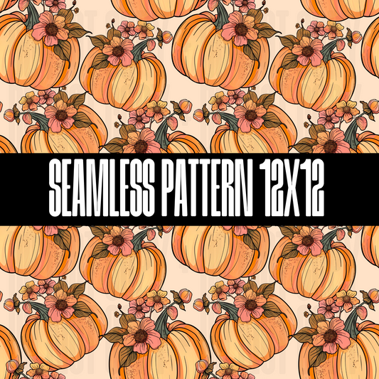 FLORAL PUMPKIN SEAMLESS DESIGN - NO LICENSING REQUIRED - AUGUST 2024