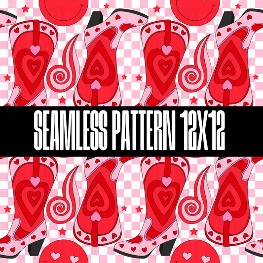 RETRO COWGIRL BOOTS SEAMLESS DESIGN - NO LICENSING REQUIRED - AUGUST 2024