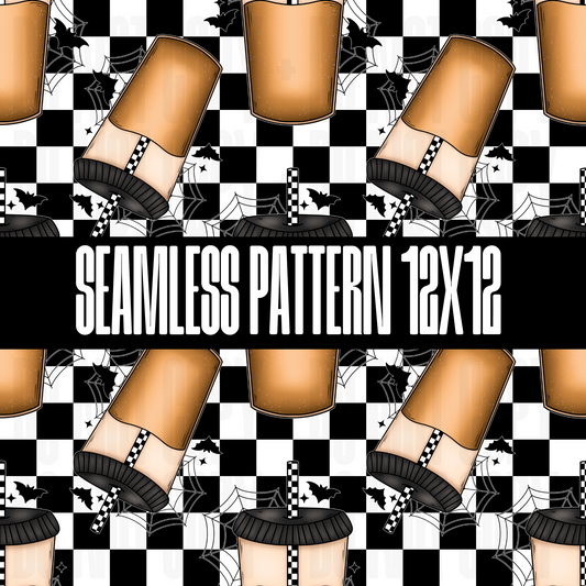 SPOOKY COFFEE SEAMLESS DESIGN - NO LICENSING REQUIRED - AUGUST 2024