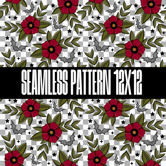 TATTOO FLORALS SEAMLESS DESIGN - NO LICENSING REQUIRED - AUGUST 2024