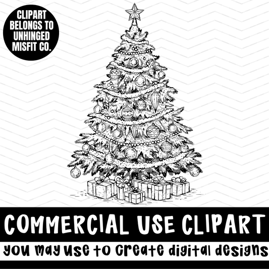 CHRISTMAS TREE CLIPART *NO LICENSING REQUIRED - MAY CREATE DIGITAL DESIGNS*