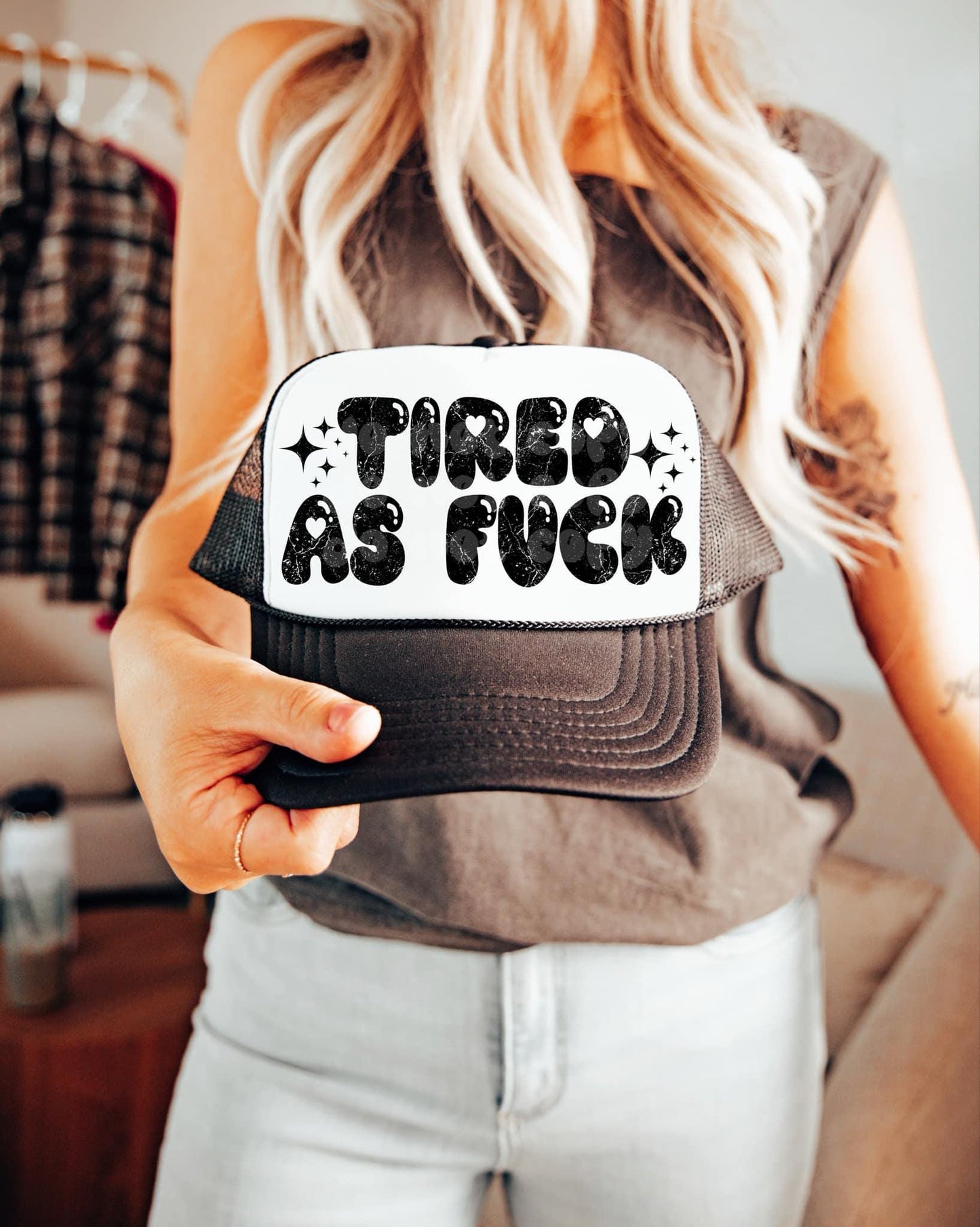 tired as f*ck png | sublimation png | humor png | typography png | digital download | png file | edgy png | single color png